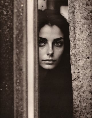 lith_argenta_bromBN1W, instagram photo, portrait photo of an Italian woman looking out of a window, detailed eyes, natural skin texture, hard shadows, film grain