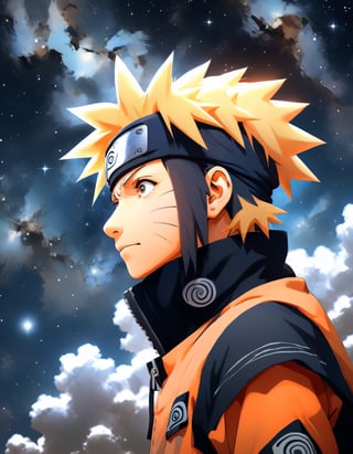 Profile of a Naruto looking up at the stars