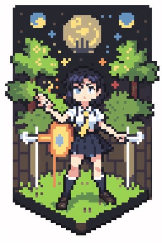 absurdres, highres, ultra detailed, masterpiece, 
1girl,school_uniform,Pixel art