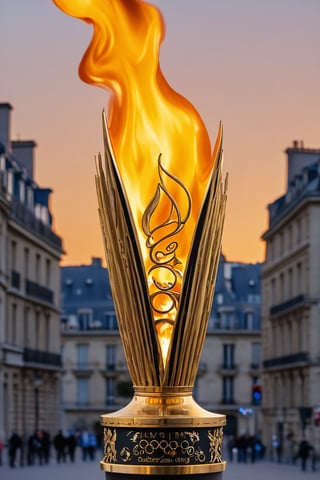 (masterpiece, best quality, highly detailed), Olympic flame, (Olympic logo:1.4) in background and Paris
