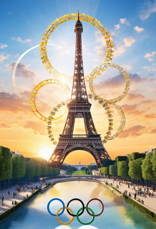 score_9, score_8_up, score_7_up, (masterpiece, best quality, highly detailed)
BREAK
Olympic circles, five circles,
2024 Paris Olympic Games with Eiffel Tower in background