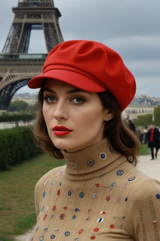 score_9, score_8_up, score_7_up, (masterpiece, best quality, highly detailed), portrait of a french woman with turtleneck shirt wearing (red Phrygian cap) with (Olympic circles:1.4) in background and Paris
