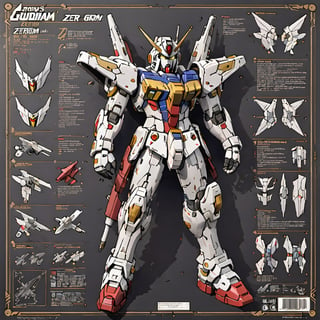 Detailed assembly instructions, written instructions, arrows and sketches for the    Wing Gundam Zero   on the board