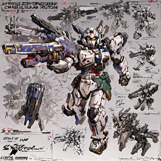 Detailed assembly instructions, written instructions, arrows and sketches for the    Wing Gundam Zero   on the board