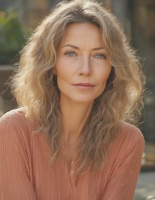 ((Top quality)),
((masterpiece)),
(Full body:1.9),

A candid portrait color sketch of a mature German woman,
dark blonde hair with silver streak,
curly hair,
waist long hair,
long eyelashes,
narrow face,
pointed nose,
nose pointing slightly upwards,
dark steelblue eyes,
no makeup, beautiful, realistic,
thin lips,
pronounced chin dimple, dimple,
forehead wrinkles,
Eyes crow's feet,
light eyebrows,
slim nose,
short nose,
,Wonder of Beauty