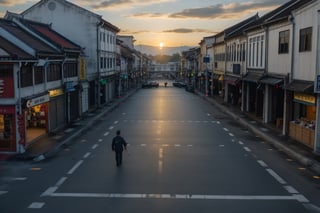 architecture, building, (shophouse), aerial photography, cityscape, scenery, Southeast Asia, George Town, Penang, vintage, historical, heritage, orange tiled roof, pedestrian arcade, narrow facade, long windows, people, crowd, street vendors, road, perfect proportions, perfect perspective, 8k, masterpiece, best quality, high_resolution, high detail, photorealistic, nightmarket, sunset, twilight, Masterpiece,HEADBACK,backroom