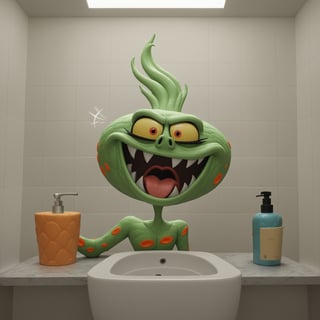 vivid whimsical toiilet themed monster madness, crazy cool colorful commode creature chaos, bathroom humor hilarious horrors , score_9, score_8_up, score_7_up, ,TOONaughty