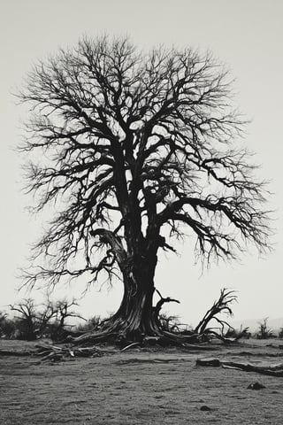 {{{masterpiece}}}, best quality, {{top quality}}, black vector by ansel adams image of a dead tree in a graveyard, nankin drawing of a dead tree (multiple dead branches), Use only black color to convey melancholy, vector