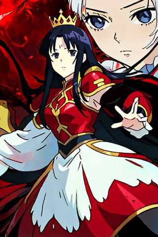 high quality, very detailed, hd,full body,anime girl with long black hair and black, and red armor, anime look of a cute girl, yumiella dolkness,anime image Villainess Level 99: I May Be the Hidden Boss but I'm Not the Demon Lord, king hino as princess, best anime girl