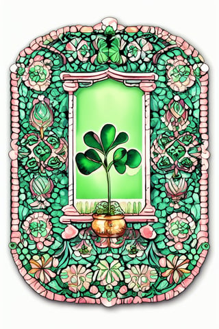 watercolor sticker in the form of a clover with the inscription "Luck", pestel colors, beautiful design,wtrcolor style,edgShamrock,WtrClr