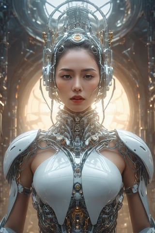 Digital Art, Surreal Art Style, Portraying the fusion of human and machine elements in the form of a bride, Surreal and otherworldly ambiance, High Resolution, (cyborg bride:1.2), (surreal art style:1.15), (fusion of human and machine:1.18), (surreal portrayal:1.12), (otherworldly ambiance:1.16), (mechanical composition:1.2), (ethereal atmosphere:1.18), (high resolution:1.15), (captivating details:1.12), (surrealistic presence:1.16), (cybernetic beauty:1.18)