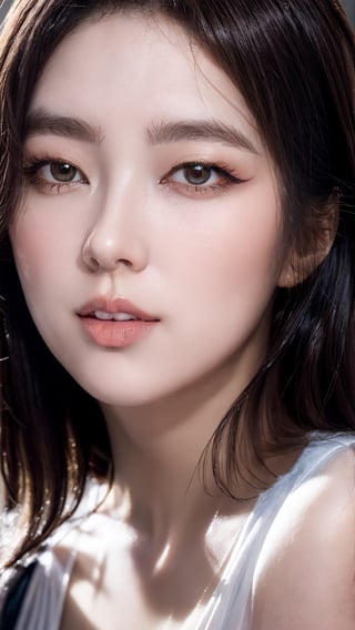 1Best quality, raw photo, photorealism, lifelike rendering, (upper body portrait:1.2), photo of beautiful korean woman, mid-twenty, k-pop idol, stunning, medium dark brown hair, double eyelids, dark brown eyes, natural saggy large breasts, pale skin, daily outfit, chiffon dress, sharp focus, faint smile, gazing at viewer, from below, (full body focus), detailed eyes and facial, detailed real skin texture, detailed fabric rendering, natural soft daylight, ray tracing,korean girl, JeeSoo ,Ava, masterpiece, best quality, photorealistic, high resolution, 8K raw photo) opsional