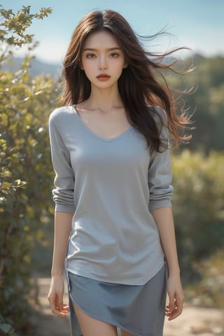 hyperrealistic, a masterpiece shot, (((gorgeous young woman))), full body lean forward, Gumiho, ((masterpiece)), ((best quality)), (((photo Realistic))), extremely detailed cg 8k wallpaper, bright colors, Dramatic light, dynamic angle, Beautiful, stunning, windy, high detail hair,(highly detailed eyes), (highly detailed facial features), lifelike texture, slender body, toned body, perfect face, slim athletic body, 