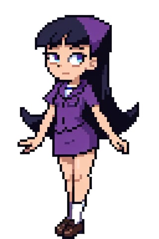 Trixie Tang, 1girl, solo, purple dress suit, curvy