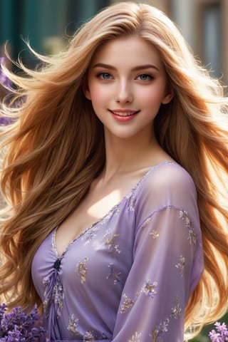 
Girl 1, ultra-high definition, wind-blown hair, purple eyes, long straight golden hair, exquisite facial features, big eyes, long and dense eyelashes, big smile, very white skin, very white, {{{Masterpiece} } }, {{Highest quality}}, high resolution, high definition, natural pose girl in daily life 1, second high definition, wind-blown hair, purple eyes, long straight blonde hair, exquisite facial features, smile, {{ {Masterpiece}}}, {{Highest Quality}}, High Resolution, High Quality, Natural Poses in Everyday Life, Very Realistic, Best Coordination, Colors, Designs, Kasturi, Ishiqa, Groups of Lavender Flowers Behind Girls . , color ink effect, and ink effect. full bdoy , girl wear beautiful drss.
