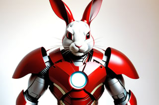 Anthropomorphic rabbit dressed as iron man