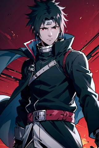 (masterpiece, best quality), , cowboy shot, solo, male focus, 1boy, Sasuke Uchiha, slight smile, looking at viewer, 
black eyes and spiky black hair with a blue tint. Sasuke's hair is long, very handsome. 
black cloak, a maroon cinch on the collar, and maroon lining. His long-sleeved shirt gains light grey cuffs, and he wears a pair of brown leather belts with a black sheath for his sword, 
The whole body exudes black and red and purple aura, black and red and purple background,

(ultrahigh resolution textures), in dynamic pose, bokeh, (intricate details, hyperdetailed:1.15), detailed, HDR+, ,male,Naruto uzumaki ,n4rut0,s4suk3