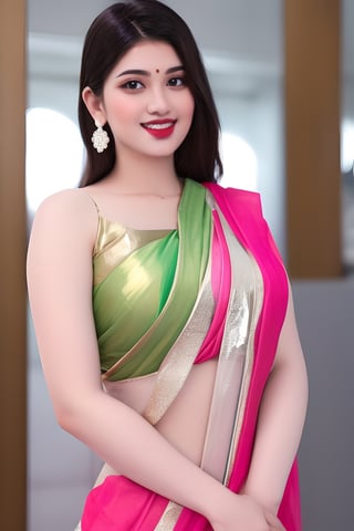 Indian beautiful and hot style bhabhi look wearing in 
Vyjayanthimala,Rekha , age 35, realistic body skin, brown eye ,white teeth, tilak on forhead ((wearing pink saree black blouse)),neckless and earring,Makeup,beautiful,detailed eyes,detailed lips,portrait,endless beauty,Milf, smile on face,((stading in front of kedarnath temple))red lipstik,pov_eye_contact,A gorgeous hindu indian girl,very fit, very toned, very athletic, naughty poses, hyperdetailed,full body, head to toe
,Anime Style, 