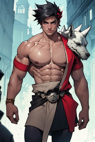 Zagreus with large muscular body shape and veins