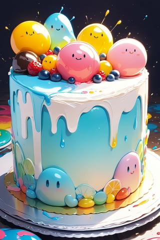 //quality, masterpiece:1.4,detailed:1.4,best quality:1.4, //,close_up shot  of slime cake, cake focus,low-angle_shot,Colorful art,Vivid Colors,CakeStyle