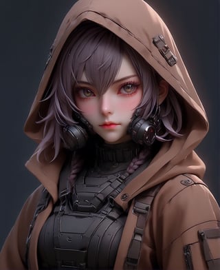 a girl wearing a hoodie with a cat on it, realistic, cyberpunk assassin wearing glasses, cyberpunk girl in hoodie, nekro xiii, very beautiful cyberpunk samurai, black lips, eyeliner, goth makeup, realistic anime art style, fantasy artwork, portrait of a steampunk catgirl, multicolor hair,goth person,ct-niji3,cyb-3d-art,Cyber Warrior,ani_booster,art_booster