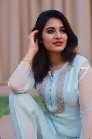 1 indian women 25 age look like [Mandy takhar,tania : 0.5],portrait, high quality, highly detailed, detailed face, detailed,wearing traditional Indian salwar kameez,illustration,photorealistic,salwar