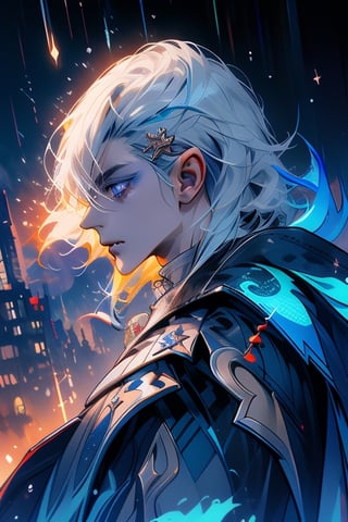 full_body_portrait,illustration,nodf_lora,1boy, genshin Neuvillette, long white hair, piercing blue eyes, background_sky, firefliesfireflies,fcloseup
masterpiece, male focus,portrait,night sky,Circle,blacklight,neon