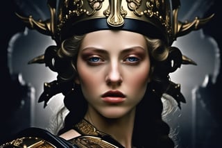 poster of a sexy[Photo realist portrait of Mezzotint greek goddess of war baroque masterpiece painting darkly comedic precisionist goddesscore armor], , very_high_resolution, latex uniform, eye angle view, , designed by Dave Mckean, aw0k nsfwfactory, aw0k magnstyle, danknis, sooyaaa, Anime , IMGFIX ,niji style