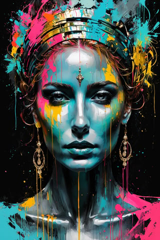 (Paint woman (Primer paint:1.5), Artstation trends, digital art, portrait, beautiful art, black background) abstract portrait of goddess female, grungy, abstract beauty Fantomas, acrylic paint, ultra detailed, pastel colours, show full face, pure form, minalmilistic, unfinished, concept art, by carne griffiths and wadim kashin, painting hyper-realistic, intricate detail 
