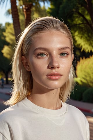 full body, cinematic woman walking down sidewalk in arizona, wearing white gildan 18000 crewneck sweartshirt, ((best best quality)), ((masterpiece)), ((realistic)), (detailed), blush, (masterpiece), absurdres, HDR , . 35mm photograph, film, bokeh, professional, 4k, highly detailed, detailed skin texture, (goosebumps:0.5), subsurface scattering, pure skin, skin pores, a masterpiece, photo real, uhd,
1 girl, detailed face, (a woman with white blonde hair), (beautiful_detailed_light), RAW, (intricate details:1.3), (best quality:1.3), (masterpiece:1.3), (hyper realistic:1.3), ((skin pores)), (detailed skin texture), (( textured skin)), realistic dull (skin noise), visible skin detail, skin fuzz, dry skin, hyperdetailed face, sharp picture, Rembrandt lighting, 8k resolution, summer, in park, sunshine, Extremely Realistic