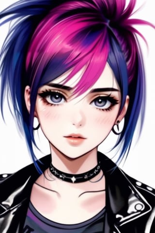 Ultra realistic, masterpiece, hd, complex_background, punk girl watercolor