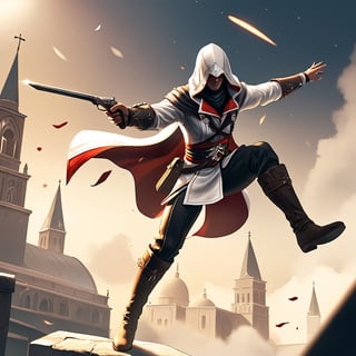 assassin from the game assassins creed doing something spectacular,stworki