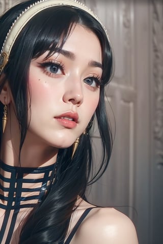 Perfect face, perfect body, blue eyes, glamorous, gorgeous, delicate, romantic, Elizabethan woman, steampunk gothic romanticism, Harrison Fisher dark twist style, anime, zoomed in, short hair with long locks, (thick eyeliner), (eye shadow),(red lips), blush