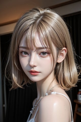 (Best quality, 8k, 32k, Photorealistic, UHD:1.2),

lifelike rendering, Photo of Pretty Japanese woman,  18yo,double eyelids, highly details glossy eyes, glossy full lips, exquisite facial, soft curves, (pale skin:1.3), exquisite skin texture, necklace with a tiny charm, shape focus,ray tracing, detailed hair, detailed fabric rendering,
