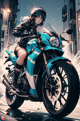 RAW phontograph of bmw bike, blue color,blue color bike, dark sky,cool, asthetic, spoilers,full bike in frame, full bike picture,highly detaited, 8k, 1000mp,ultra sharp, master peice, realistic,detailed grills, detailed headlights,4k grill, 4k headlights, neon city, great body kit,yhmotorbike