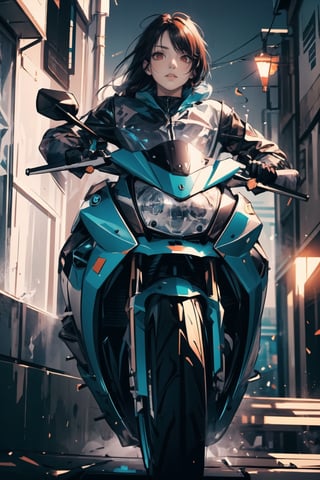 RAW phontograph of bmw bike, blue color,blue color bike, dark sky,cool, asthetic, spoilers,full bike in frame, full bike picture,highly detaited, 8k, 1000mp,ultra sharp, master peice, realistic,detailed grills, detailed headlights,4k grill, 4k headlights, neon city, great body kit,yhmotorbike