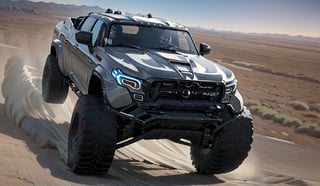 1 suv,dark irony gray with blue undertone color futuristic 4x4 luxury sports SUV, spinning wheels, maybach style alloy rims with red edges,  tentury suv, matv, dakar, brabus, truck, dodge, baja,off-road,humvee,Overhead suspension