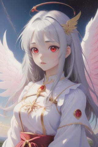 Magical girl with silver hair, red eyes, gray wings praying at sky anime style

Subject: Magical girl with silver hair, red eyes, gray wings

[2] A mesmerizing magical girl with flowing silver hair that shimmers in the sunlight, her piercing red eyes radiating determination and power. Her gray wings extend gracefully from her back, adding an aura of mystique to her presence.
[3] The vast expanse of the sky serves as a canvas for her prayers, painted with hues of purples and pinks, creating a breathtaking backdrop for her magical abilities.
[4] The atmosphere is filled with a mix of anticipation and serenity, as if the very air holds its breath in admiration of her connection to the celestial realm.
[5] Anime-style illustrations capture the dynamic movement and intricate details of her magical girl transformation, emphasizing the vibrant colors and ethereal glow surrounding her.
[6] CLAMP, Naoko Takeuchi, Studio Ghibli, Makoto Shinkai, Magic Knight Rayearth, Puella Magi Madoka Magica —c 10 —ar 2:3