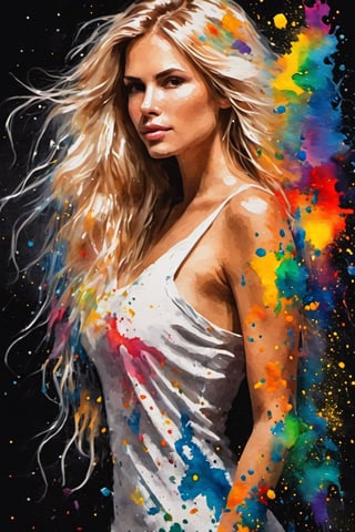 (abstract very beautiful woman from paint, long blonde hair,  (Grizail paint chromatic:1.5),brush strokes  of color, water colrs, sketch,, textured, black background),natalee,ais-acrylicz,covered with ais-acrylicz,oil paint,3D MODEL,Pixel art,ink , white background
