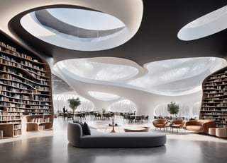 high resolution,MAD Architects,MAD's Curved  Library,succinct,Nordic style,