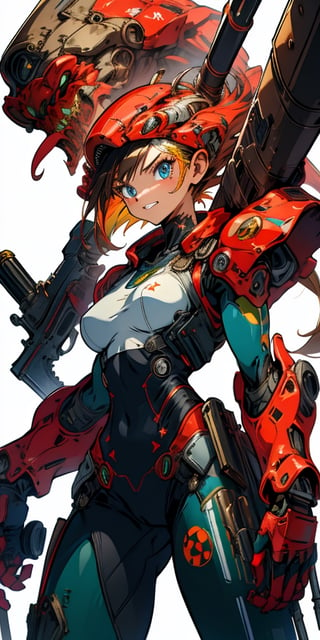 masterpiece, best quality, high Resolution, cowboy shot, battle field, 
heavy tank, tank girl, perfect face, weapon, ROBORT, dual wielding twin buster rifle, sexbodysuit