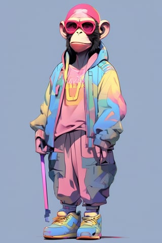 minimalism style, 4d, render, logo, cyberpunk, sunglass, The long scar on the forehead is formed by a straight line drawn across many x marks, monkey skull, full detail body female, smily, smoking, detail nike jordan sneakers shoes, fashion, squat, ceramics, shoes, hoodie, croptop, logo, 12k, water effect, blueoragenred, cinematic, fantastic background, ghost blade art style, fantastic, digital art, high detail, high detail skin, real skin, 8k, high_resolution, high quality, line code with glowing ancient characters, hdr:1.5, sharpness,ghibli