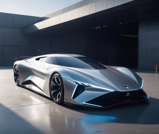  Ultra realistic 8K image, of a Shiny  Massive futurist spaceship with light edges and borders, parked on the ground in a space port hanger inspired by cyberpunk,wedge-shaped,  space area background, (Front Side view), sharp focus, symmetrical,fly car ,spcrft,Lamborghini 1980,Starship,HuracánCar,zaha style,c_car,style,futuristic car,NIO,NISSAN,Cars