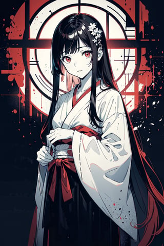 ((masterpiece, best quality)),(monochrome art),kaguya shinomiya,black hair hair,red eyes,professor outfit,Redayana, background in the tartarus