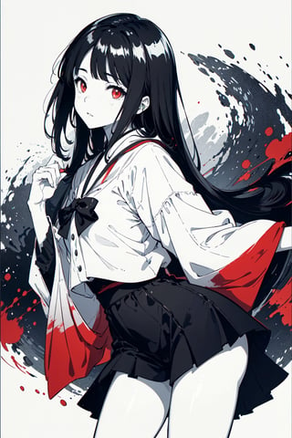 ((masterpiece, best quality)),(monochrome art),kaguya shinomiya,black hair hair,red eyes,professor outfit,Redayana, background in the tartarus