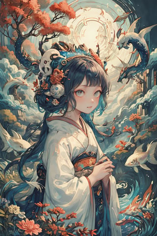 (Esoteric landscape of Hokusai and Anne Bachelier, Elpis, chemiluminescence, Art Nouveau, bright colors, kaleidoscope and prismatic effects, optical illusions 3D art), Detailed texture, High quality, High resolution, High precision, Realism, Color correction, Proper lighting settings, Harmonious composition, Behance Works,FuturEvoLabStyle