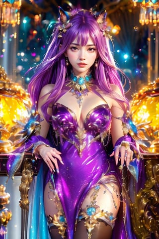 Green long hair, open mouth, hexagonal sharp teeth, armor, luminous glow, sharp fangs magic array
Standing, hairy tail, full body, colorful skin, sharp teeth, claws, monster, monster, Taurus fusion centaur, Chinese monster Taotie

1 girl, wearing a purple tight dress, shut up, (purple and green gradient long straight hair, bangs), (obvious fluorescent purple eyes), long eyebrows, soft makeup, gradient lips, (big breasts) , plump figure, slender legs, black stockings, detailed fingers, detailed background, ambient light, extreme details, cinematic shots, realistic illustrations, (Soothing Tone: 1.3), (Super Detail: 1.2), Masterpiece, Normal Feet , normal body, normal limbs

Perfect Skin, (RAW Photo, Best Quality), (Real, Photo Real: 1.3), Best Quality, Masterpiece, Beauty & Aesthetics, 16K, (HDR: 1.4), High Contrast, (Vivid Colors: 1.4), ( Silent Colors, Dull Colors, Soothing Tone: 0), Cinematic Lighting, Ambient Lighting, Side Lighting, Fine Details and Textures, Cinematic Lenses, Warm Colors, Full Body (Bright and Intense: 1.2), (Masterpiece, Top Quality , Best Quality, Official Arts, Beauty & Aesthetics: 1.2), HDR, High Contrast, Wide Angle Lens (Highly Detailed Skins: 1.2)