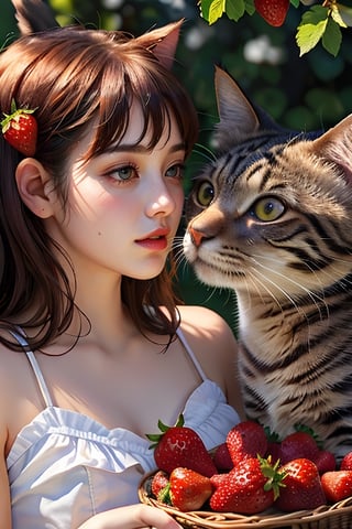 Cats and you both want to know the taste of saury.
This is how we find the fragrance of first love
That warm (sunshine) is like freshly picked (bright strawberries)
You said you couldn’t bear to eat this feeling