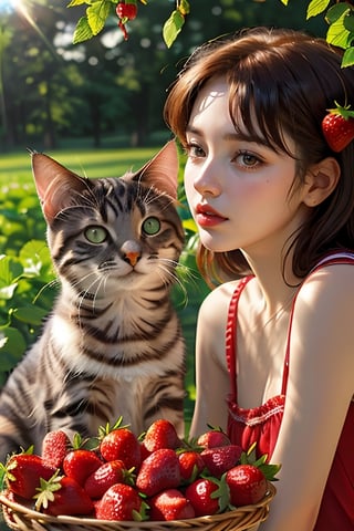 Cats and you both want to know the taste of saury.
This is how we find the fragrance of first love
That warm (sunshine) is like freshly picked (bright strawberries)
You said you couldn’t bear to eat this feeling