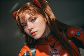 analog style, modelshoot style, portrait of shirogane, close up, feminine, epic (photo, studio lighting, hard light, sony a7, 50 mm, matte skin, pores, colors, hyperdetailed, hyperrealistic), Asuka Langley - Shirogane-Sama Cosplay, sexy look